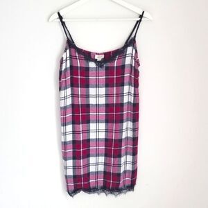 Jenni Intimates Plaid Lace Hem Sleep Dress Size M